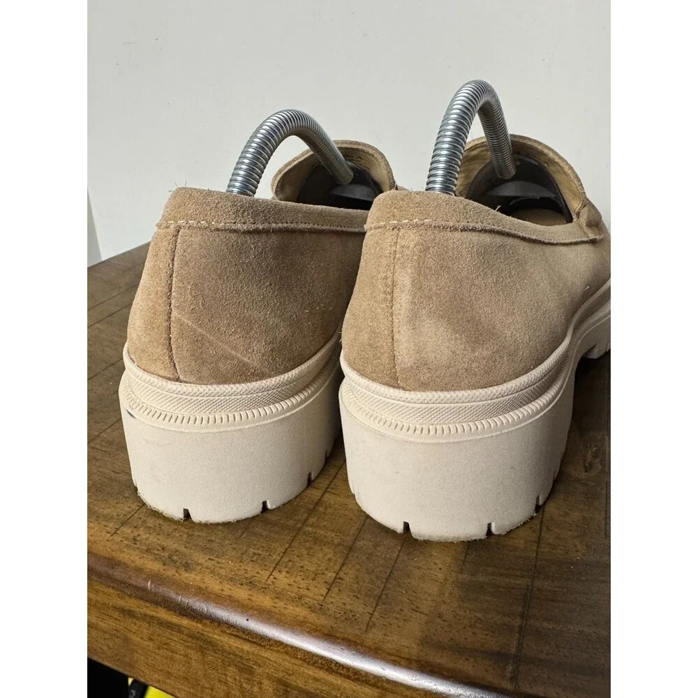 Patina Women’s 10 Taupe Suede Chunky Platform Penny Loafers Lug Sole Mexico